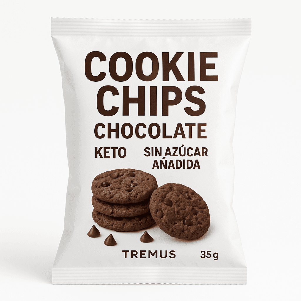 Cookie Chips de Chocolate, Keto, Sin Azúcar Añadida, 35 g, Tremus