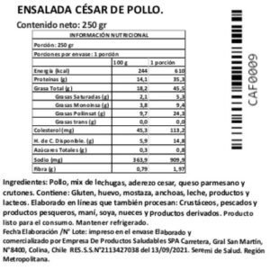 Ensalada César Pollo Tradicional, 250 g, Tremus