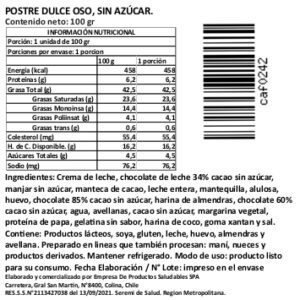 Postre Dulce Oso, Sin Azúcar Añadida, Gourmet Individual, 100 g, Tremus